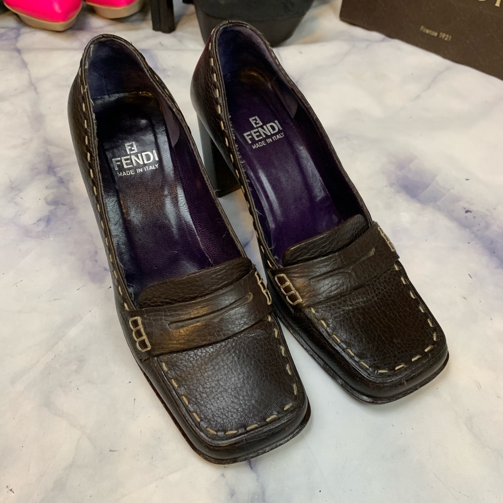 Fendi Women's Black Leather Loafer Pumps